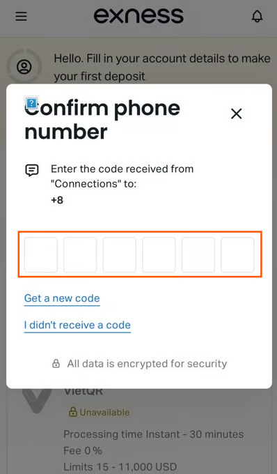 Exness signup page with the partner code already attached via the Backcom referral link