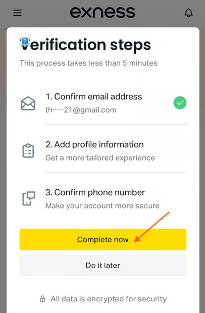All-set confirmation after KYC approval, with Deposit Now CTA